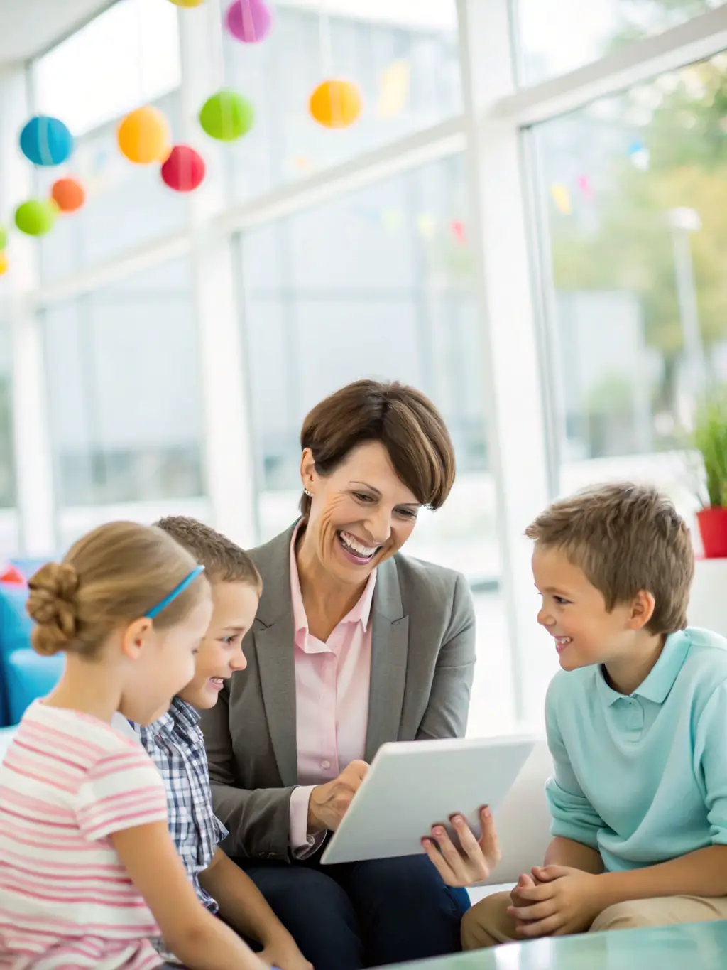 A happy family reviewing home loan documents with a financial advisor, symbolizing mortgage guidance.