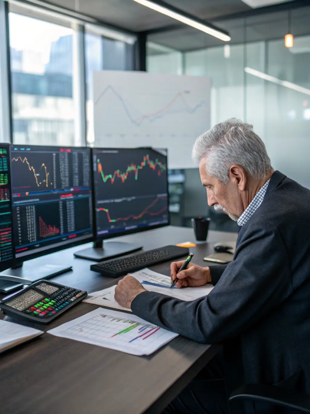 A professional analyzing financial charts and graphs on a computer screen, representing strategic investment planning.
