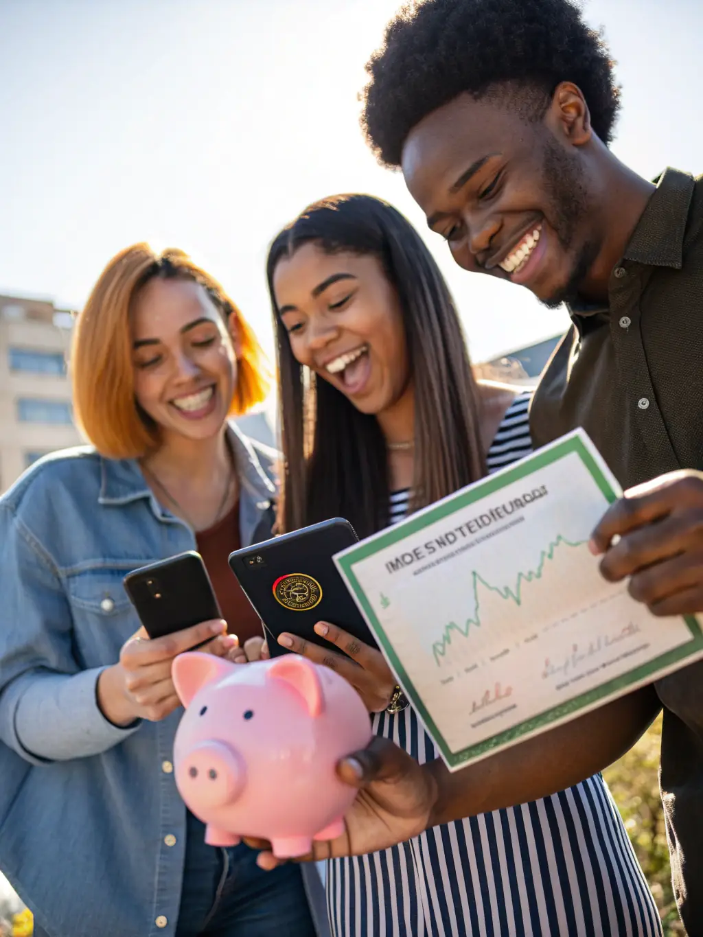 A diverse group of people celebrating a financial milestone, such as buying a home or funding their retirement, showcasing the tangible results of financial planning.