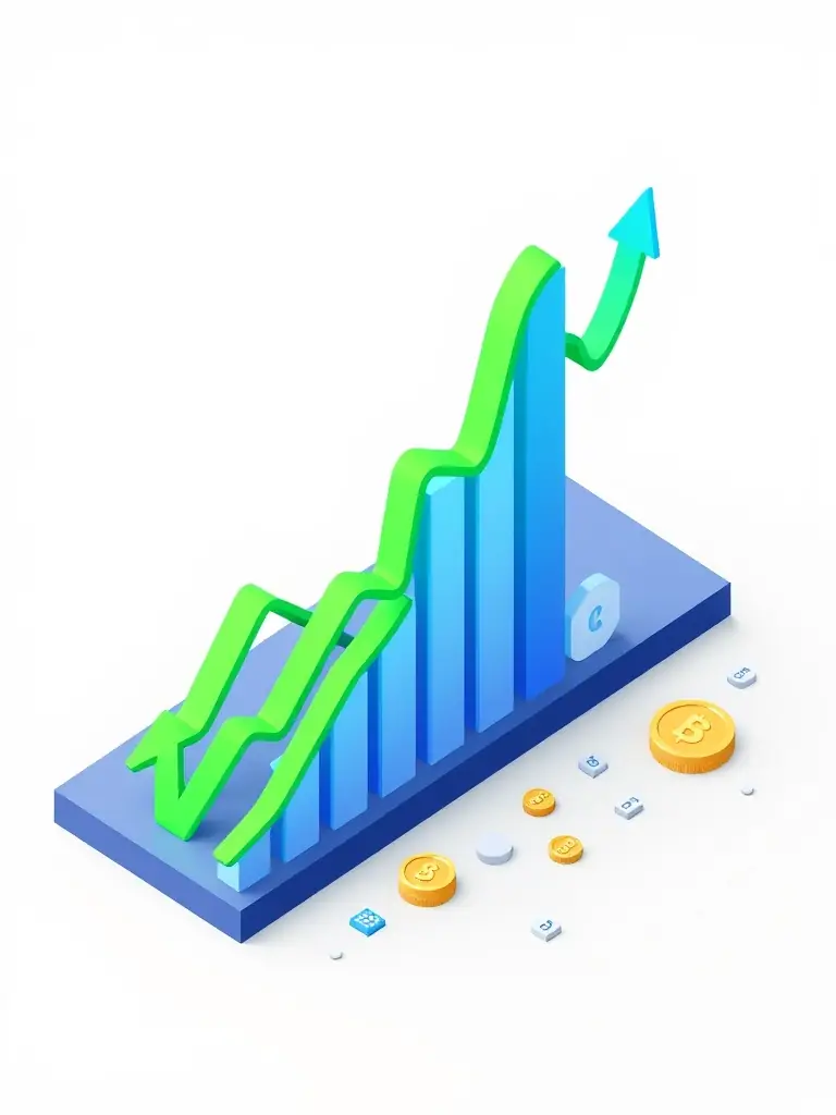 A graph showing investment growth over time, illustrating the investing aspect of financial planning. The graph is upward trending and visually appealing.